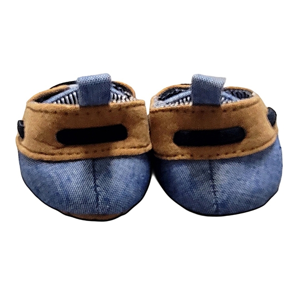 Target Brown & Blue Baby Boy Boat Crib Shoes w Faux Laces  sz 3-6 Months - Picture 5 of 8